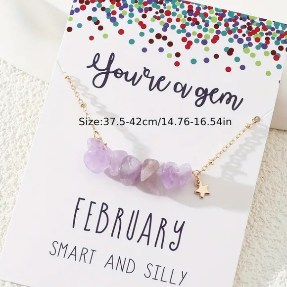 Natural Stone Chips Birthstone Necklace - Picture 3 of 13